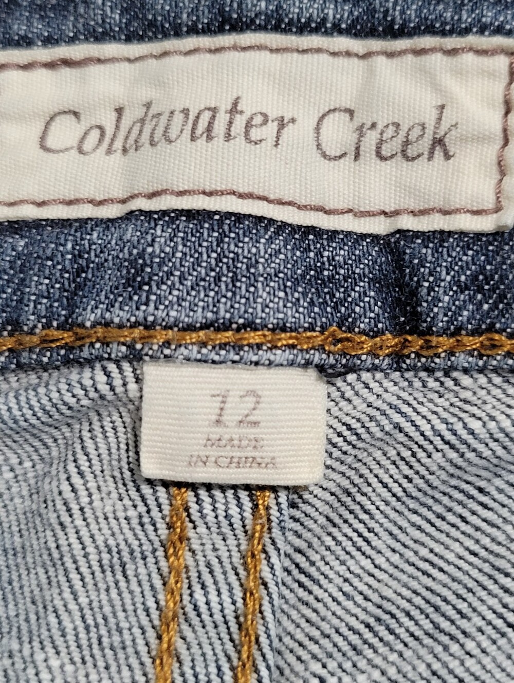 Coldwater Creek Straight Leg Jeans Size 12 Embroidered Studded High Rise Blue - Picture 11 of 13